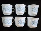 6 Vintage BLUE HEATHER FLORAL Corning Cups lot Corelle Flat Coffee Mugs