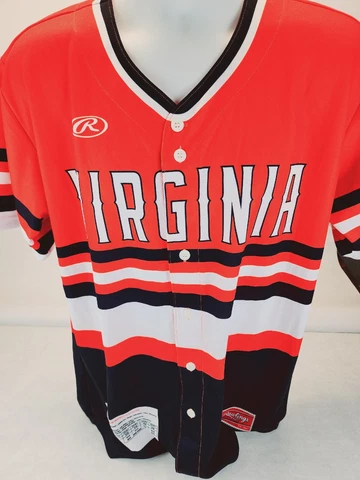 Rawlings Virginia Cavaliers Salkeld  Baseball Jersey Men's Large Orange Navy Cover