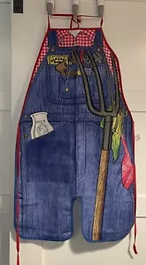 Salamander Apron Vintage Farmer Pitchfork Blue Jean Mock Fathers Day Dad Funny - Picture 1 of 8