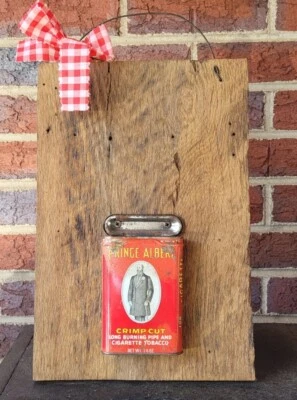 Handmade PRIM Wood Porch Wall Tobacco Can Door Plaque Display 12 1/4" OOAK B - Image 1 of 4