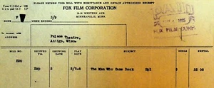 Fox Film Corporation Billhead Stummfilm 4. Mai 1925 Der Mann, der zurückkam - Bild 1 von 1