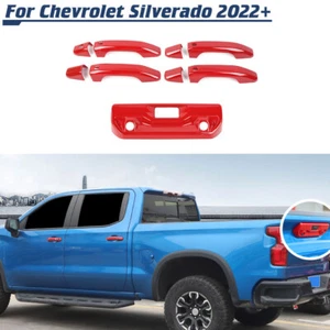 For Chevy Silverado/GMC Sierra 2022+ Red Trunk Tailgate Door Handle Cover Trims - Picture 1 of 14