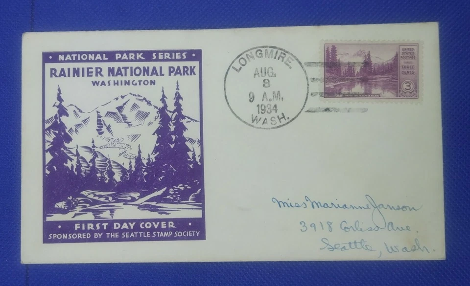 FDC #742 Rainier National Park   Seattle Stamp Society cachet - Image 1 of 1