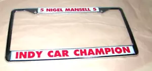 INDY CAR CHAMPION #5 Nigel Mansell Metal License Plate Frame Excellent - Picture 1 of 3