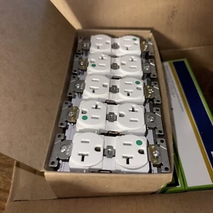 Case Of 10 White commercial duplex receptacle. Leviton 8300-HR in box, New, PFL1 - Picture 1 of 2