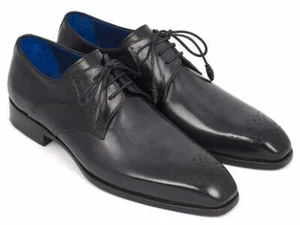 Paul Parkman Men's Black Medallion Toe Derby Shoes (ID#6584-BLK) - Picture 1 of 1
