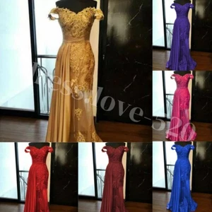 Mermaid Evening Dresses Formal Off the Shoulder Lace Cocktail Party Prom Gown - Picture 1 of 21
