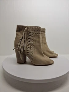 Rebecca Minkoff Women's Illan Tan Suede Fringed Leather Ankle Boots 8M D59 - Picture 1 of 14
