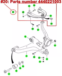 Suspensión delantera brazo superior lado derecho Ssangyong Rodius/Stavic2 2013+ 4440221003 - Imagen 1 de 1