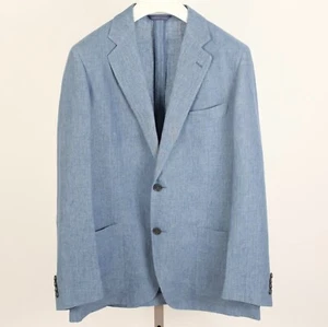 Belvest Jacketinthebox blazer jacket 50 US 40 linen blue two button sport coat - Picture 1 of 10