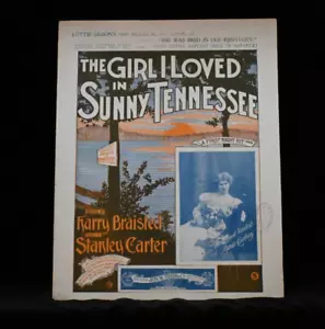 Partitura musical vintage de gran formato The Girl I Loved in Tennessee de Braisted 1899 - Imagen 1 de 1
