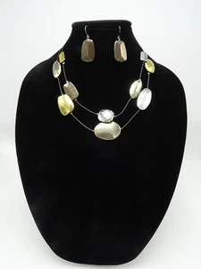 Nuevo conjunto de collares y pendientes geométricos de cuentas de color oro y bronce #N2613 - Imagen 1 de 2