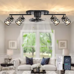 Ceiling Fans with Lights and Remote,39.3" Kitchen Ceiling Fan,360° Rotatable Lam - Picture 1 of 9