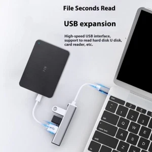 4 in 1 Aluminum USB C/USB Splitter Dongle 3xUSB2.0+1xUSB3.0 Adapter for Laptops - Picture 1 of 12