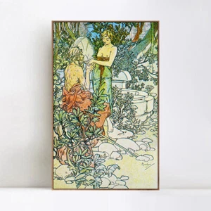 Framed Canvas Print Series#50 by Alphonse Mucha Wall Art Home Office Decor - Picture 1 of 17