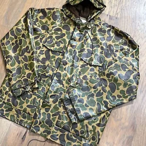 Vintage Clearwater Jacket Men XXL Green Duck Frog Camo PVC Rain Coat Upland Hunt - Picture 1 of 14