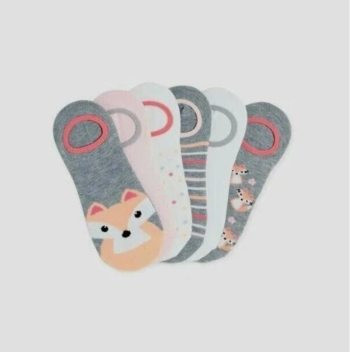 Meias femininas sem limites forro 6 pares sapato tamanho 4-10 listras laranja pontos raposa - Imagem 1 de 1