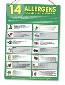 Metal Wall Sign - Hadley's Hope - Food Allergens Explainer - Cooking Class Food - Picture 1 of 6