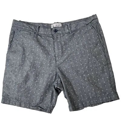 Original Penguin Chino Shorts Men's SZ 38 Blue Gray Flat Front Geometric Print Foto 1 de 4