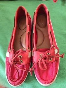 Coach "Rainey" rote Canvas Signatur Bootsschuhe Halbschuhe - Größe 8,5 B - Bild 1 von 7