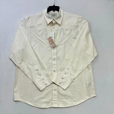 WRANGLER RETRO Western Cowboy Shirt Ivory Pearl Snap Stitch Yoke 2XL NWT $95 - Image 1 of 4
