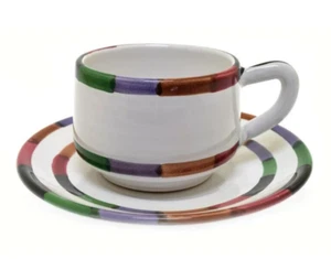 Deruta Italy Circo B Goldsmith Design Footed Oversized Mug/Cup And Saucer - Picture 1 of 3