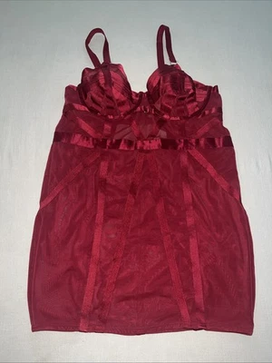 Torrid Curve Chemise Cut Out Strappy Mesh Boudoir Gothic Romantic Edgy Sz 1 Red - Image 1 of 4