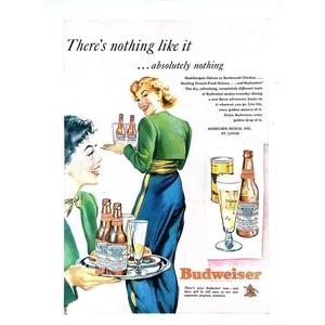 Budweiser Beer 1949 Print Ad There's Nothing Like it Enjoy Budweiser 8x11 - Picture 1 of 3