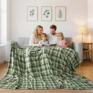 Brookfield Decke weich & gemütlich Familiendecke 70" x 100" Salbei Plaid alle Altersgruppen - Bild 1 von 7