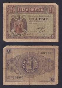 Banknotes Spain 1 Peseta 1938 P 107 MB / F - Picture 1 of 1