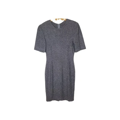 复古 Y2K 圣约翰针织灰色桑塔纳连衣裙 4 小号美国制造羊毛人造丝标签已移除 — 第 1/4 张图片