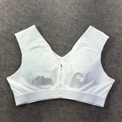 Спортивный бюстгальтер на молнии спереди женский белый высокая поддержка беспроводной широкий ремень спортивная одежда - Изображение 1 из 3