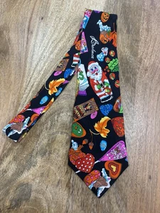 Nicole Miller Seidenkrawatte Vintage 1991 Palmer Candy Holidays Print - Bild 1 von 7