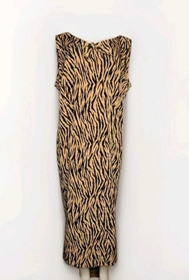Sag Harbor Animal Print Maxi Dress Womens Plus 20W  Slit Open Leg Back Zip - Image 1 of 4