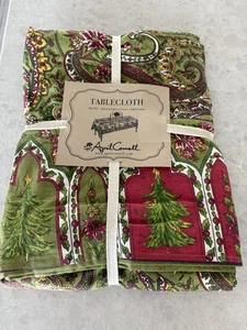 *Neu mit Etikett* April Cornell Weihnachtsbaum Paisley Tischdecke 60x120 100% Baumwolle Urlaub - Bild 1 von 3
