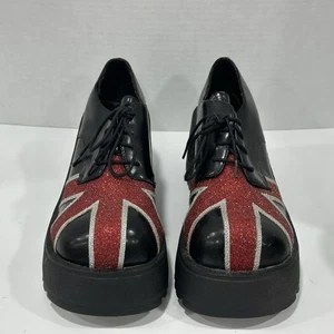 Dolls Kill by dELiA*s Union Jack Chunky Platform Lace-Up Oxford Shoes Size 6M - Picture 1 of 10