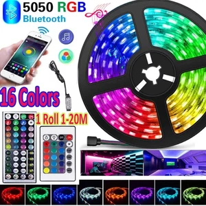 LED Strip Lights 1-20M RGB Colour Changing Tape Cabinet Kitchen TV Lighting USB - Picture 1 of 28