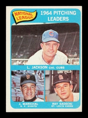 1965 Topps #10 NL 1964 Pitching Leaders Jackson Marichal Sadecki EX-NM Foto 1 de 2