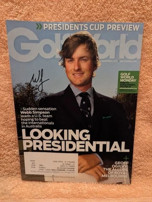 Portada de revista Webb Simpson PGA Golf World firmada autografiada nuevo autógrafo - Foto 1 de 2