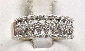 Antique Style 14k White Gold 1/2ct Diamond 62 Stone ladies Wedding band size 4.5 - Picture 1 of 4