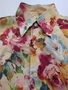 MATCHLESS PURE LINEN SHIRT Size XL - AMAZING FLORAL DESIGN - Gorgeous CLASSY - Picture 1 of 10