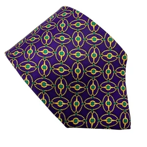 Brooks Brothers Luxe Kette Schnalle Print 100% Seide Krawatte Lila Grün Gold 3,75" W - Bild 1 von 4