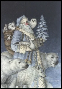 Greeting Card - Bear Fox Owl Santa Wolf - Liz Goodrick Dillon - Christmas CL015 - Picture 1 of 2