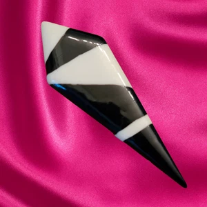 VTG 1980s Black & White Art Deco Mod Geoc Resin Brooch Pin Bold Statement 3" - Picture 1 of 7