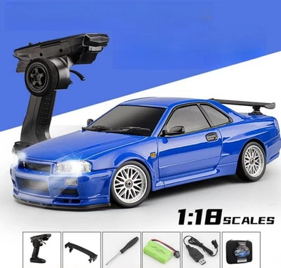 New 2.4G GTR RC Car 1/18 Metal Shell Drift RC Car Flip Light Model Toy Car - Image 1 of 4