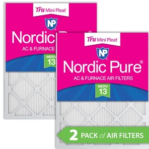 20x30x1 (19_3/4x29_3/4) Nordic Pure Tru Mini Pleat MERV 13 Air Filters 2 Pack - Picture 1 of 7