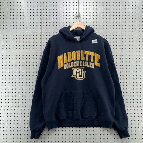 Marquette Golden Eagles Sweatshirt Hooded Womens Large Champion Blue Hoodie Cover