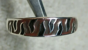 sz 8 DESIGNER 925 CNA PRANDA ZEBRA TIGER STRIPE ANIMAL STERLING SILVER RING - Picture 1 of 6