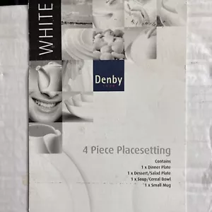 Denby Porcelain 4 Pc Place Setting Dinnerware Set Made in Portugal White - Picture 1 of 7