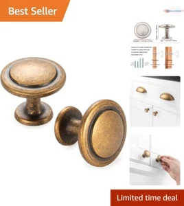 Stepped Round Cabinet Knob Antique Brass 31mm Easy Install 10-Pack for Furniture - Picture 1 of 7
